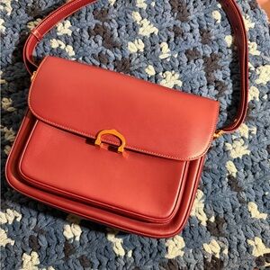 Elegant Red Leather Shoulder Bag